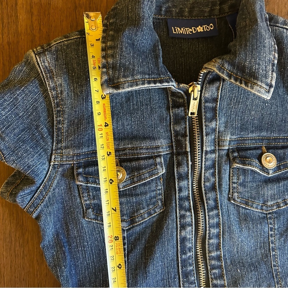 Limited Too Y2K Girls Denim Dress Short Sleeve Size 7 Zip Front Jean Belted - Picture 10 of 12